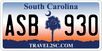SC license plate ASB930