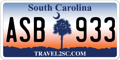 SC license plate ASB933