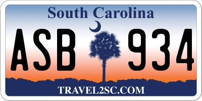 SC license plate ASB934