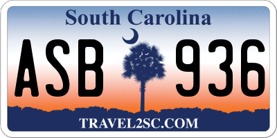 SC license plate ASB936