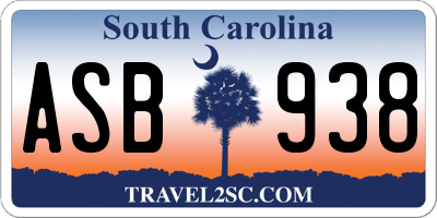 SC license plate ASB938