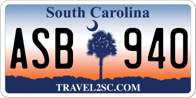 SC license plate ASB940