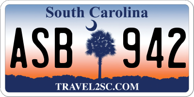 SC license plate ASB942