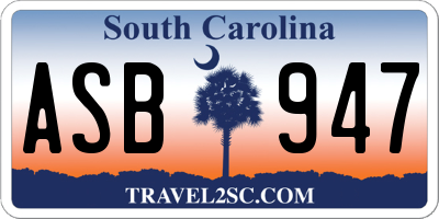 SC license plate ASB947