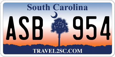 SC license plate ASB954