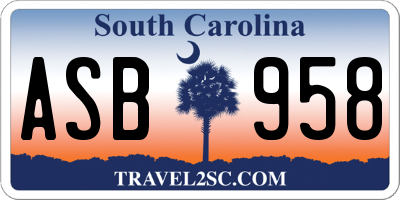 SC license plate ASB958