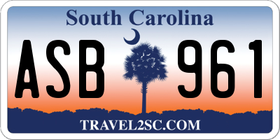 SC license plate ASB961
