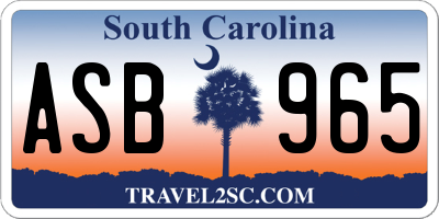 SC license plate ASB965