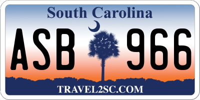 SC license plate ASB966