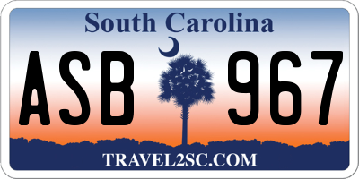 SC license plate ASB967