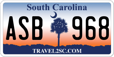 SC license plate ASB968