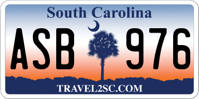 SC license plate ASB976