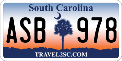 SC license plate ASB978