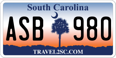 SC license plate ASB980