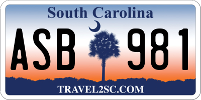 SC license plate ASB981