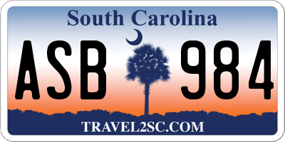 SC license plate ASB984