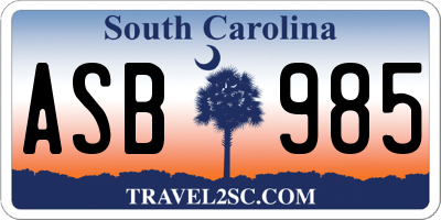 SC license plate ASB985