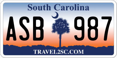 SC license plate ASB987