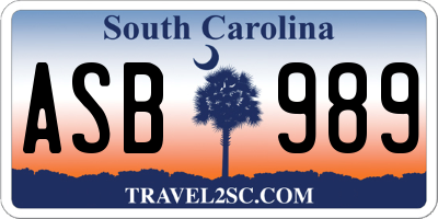 SC license plate ASB989