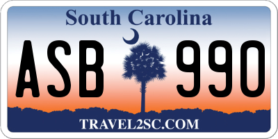 SC license plate ASB990