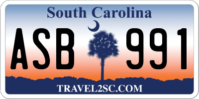 SC license plate ASB991