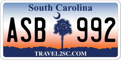 SC license plate ASB992