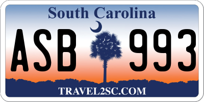 SC license plate ASB993