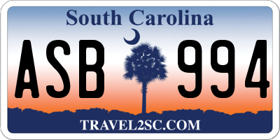 SC license plate ASB994