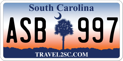SC license plate ASB997