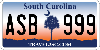 SC license plate ASB999