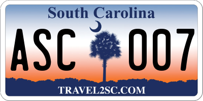 SC license plate ASC007