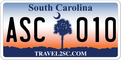 SC license plate ASC010