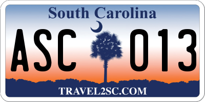 SC license plate ASC013