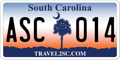 SC license plate ASC014