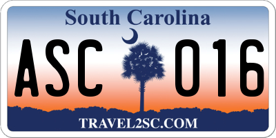 SC license plate ASC016