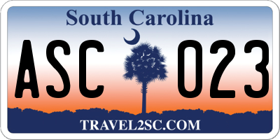 SC license plate ASC023