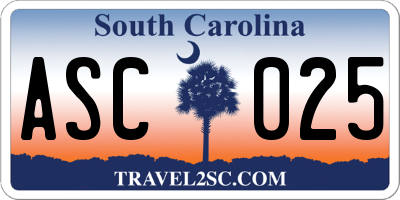 SC license plate ASC025