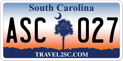 SC license plate ASC027