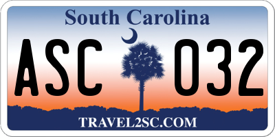 SC license plate ASC032
