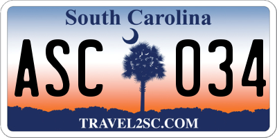 SC license plate ASC034
