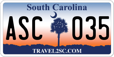 SC license plate ASC035