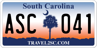 SC license plate ASC041