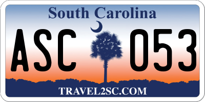 SC license plate ASC053