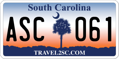 SC license plate ASC061