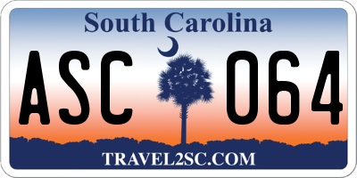 SC license plate ASC064