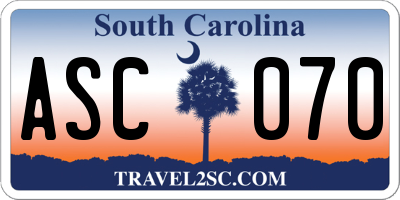 SC license plate ASC070