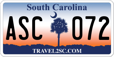 SC license plate ASC072