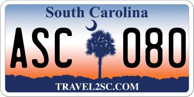 SC license plate ASC080