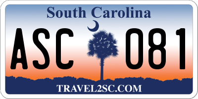 SC license plate ASC081