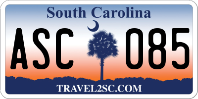 SC license plate ASC085